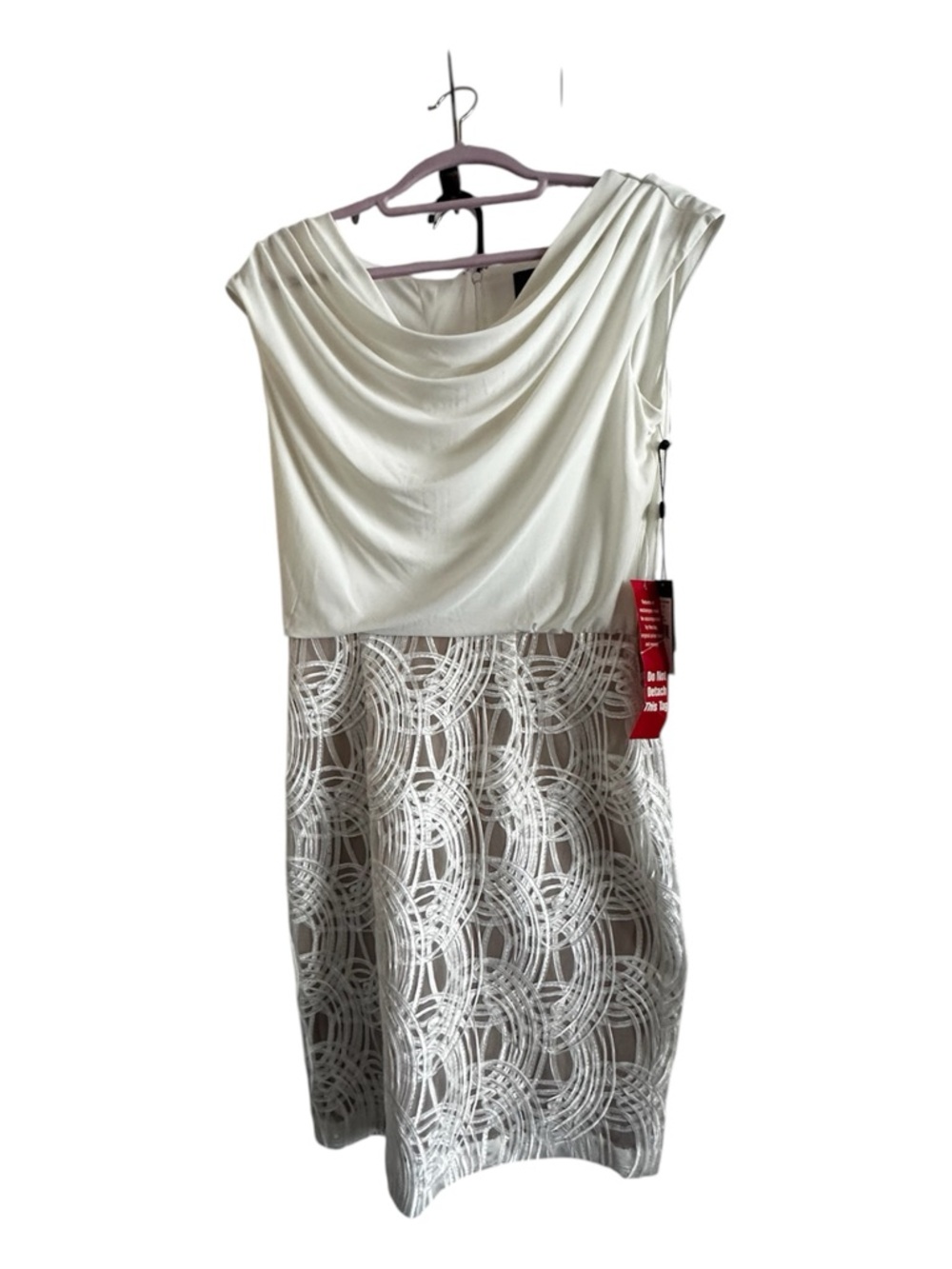 Adrianna Papell size 4 Cream Draped elegant dress NWT